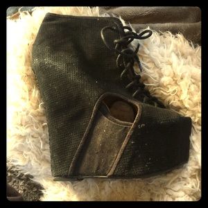 Jeffrey Campbell HAVANA LAST Handmade Black Suede